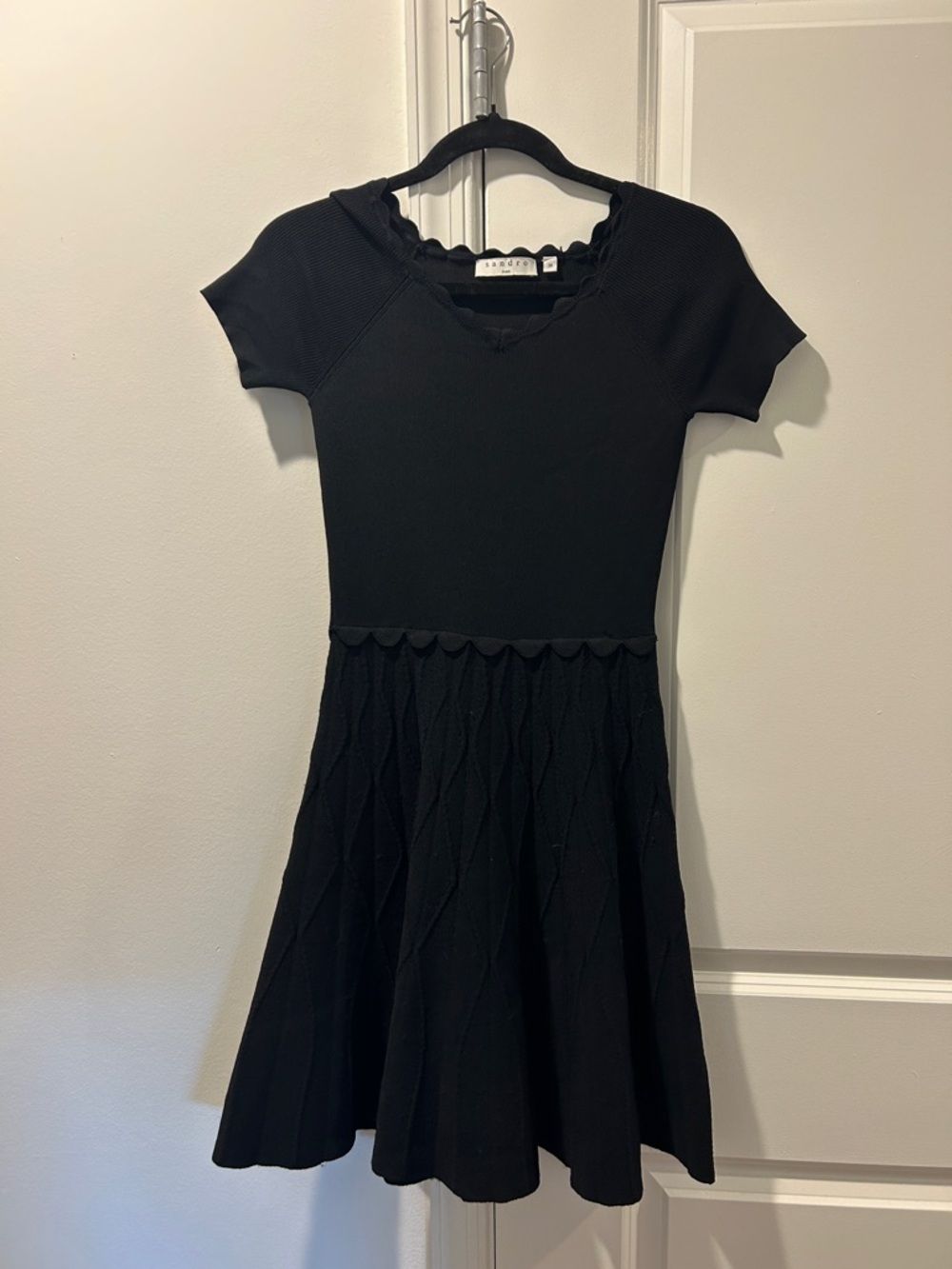 Sandro Black Knit Fit-and-Flare Dress